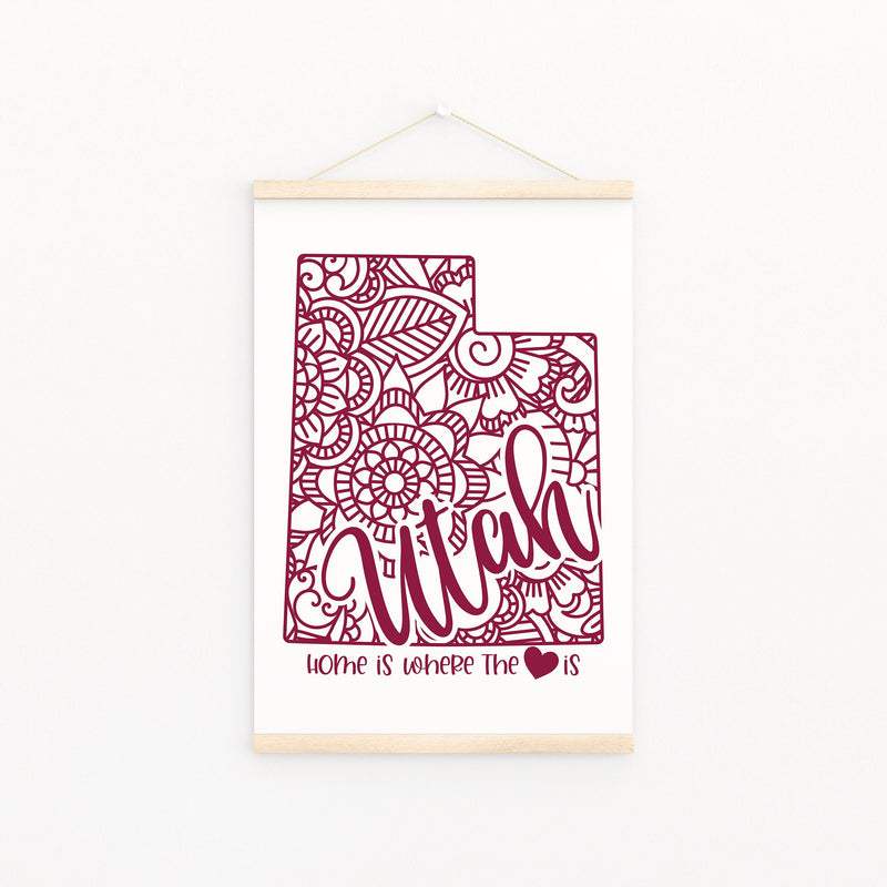 North Carolina Poster | Custom Color | Home Is Where The Heart Is