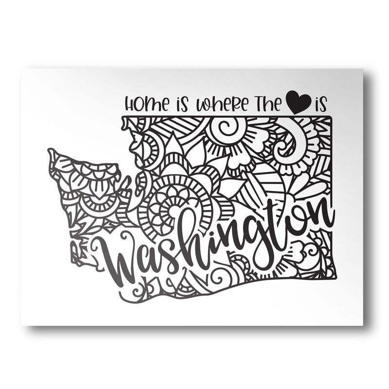 Washington Poster | Custom Color | Home Is Where The Heart Is