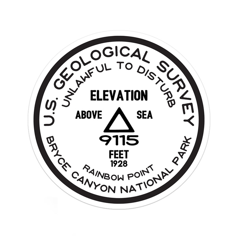 Bryce Canyon National Park Sticker | Rainbow Point USGS Benchmark Sticker